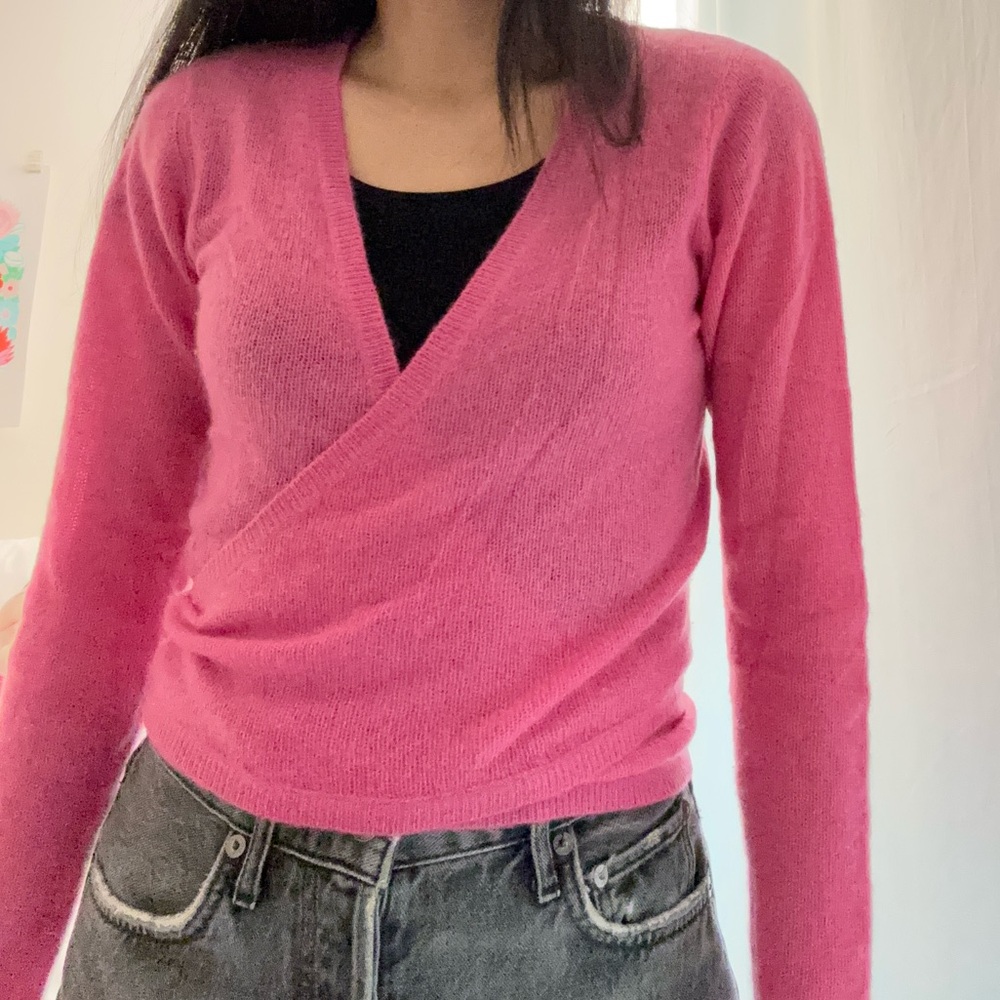 Pink Ballet Wrap Cashmere Cardigan